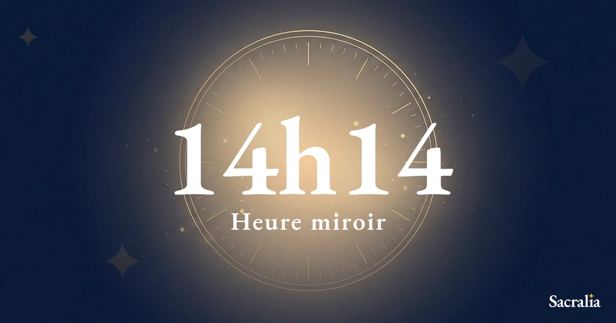 Heure miroir 14h14 — signification et message de l'ange Veuliah