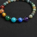7-chakras-classique-macro Perles colorées du bracelet 7 chakras en gros plan