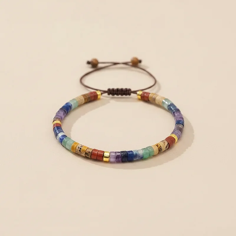 Détail du dégradé des sept couleurs des chakras
