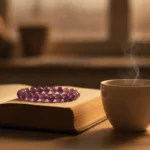 amethyste-lecture Bracelet améthyste près d'un livre