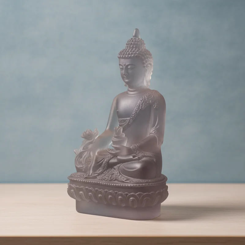Statue Bouddha translucide à contre-jour