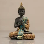 bouddha-thai-macro-1 Gros plan sur le drapé doré et turquoise de la statue