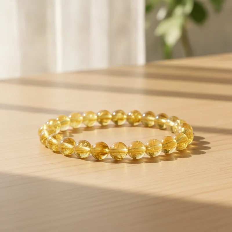 Bracelet citrine dans une ambiance chaleureuse