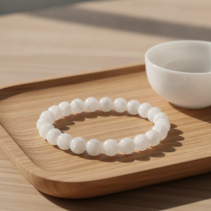 Bracelet jade blanc dans une ambiance calme