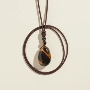 Pendentif oeil de tigre posé à plat