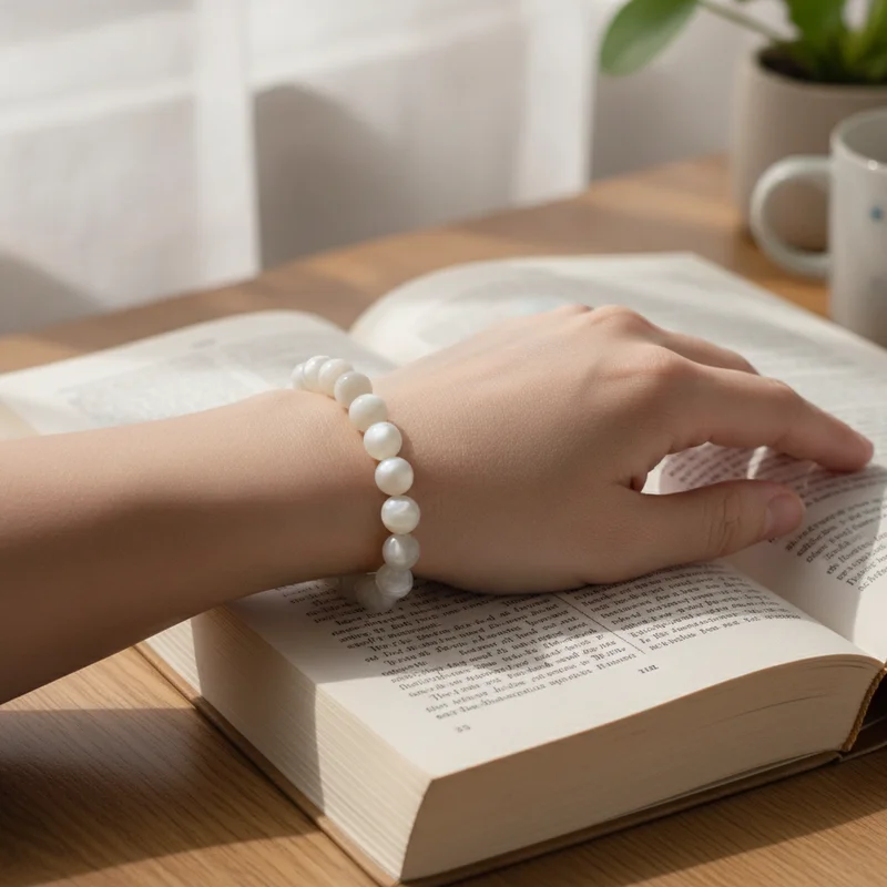 Bracelet pierre de lune porté au quotidien