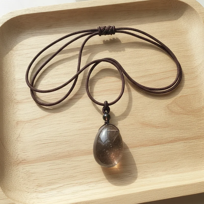Pendentif quartz fumé dans une ambiance sobre