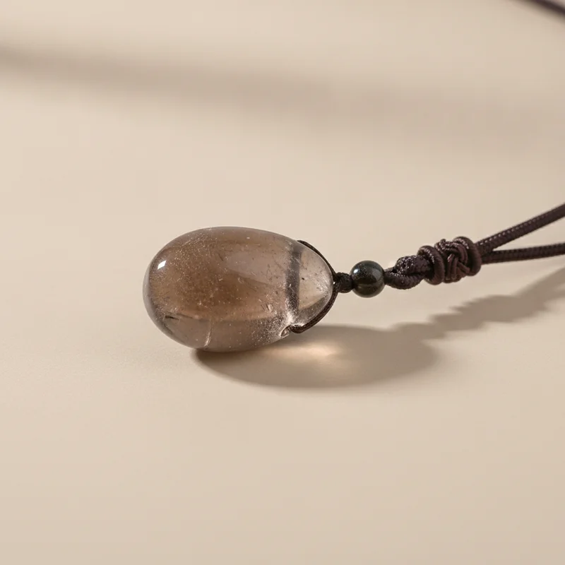 quartz-fume-studio Pendentif quartz fumé posé à plat
