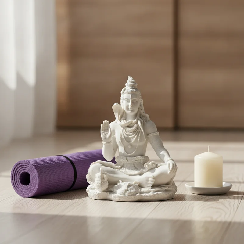 Statue Shiva en méditation dans un coin pratique