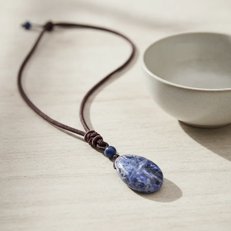 Pendentif sodalite dans une ambiance calme